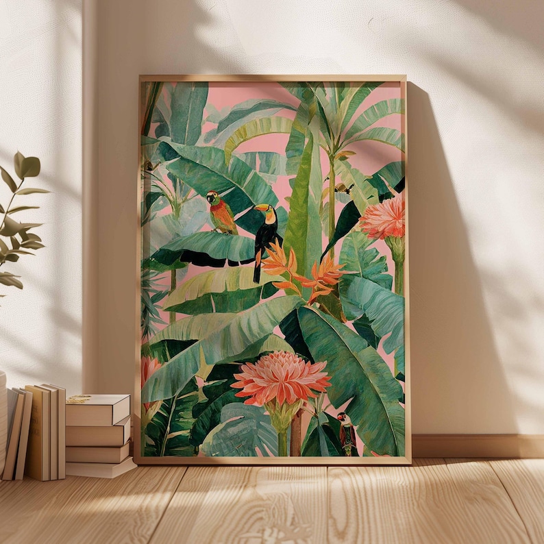 Office Furniture Direct - 1 Buah Poster Kanvas Tropis Retro,