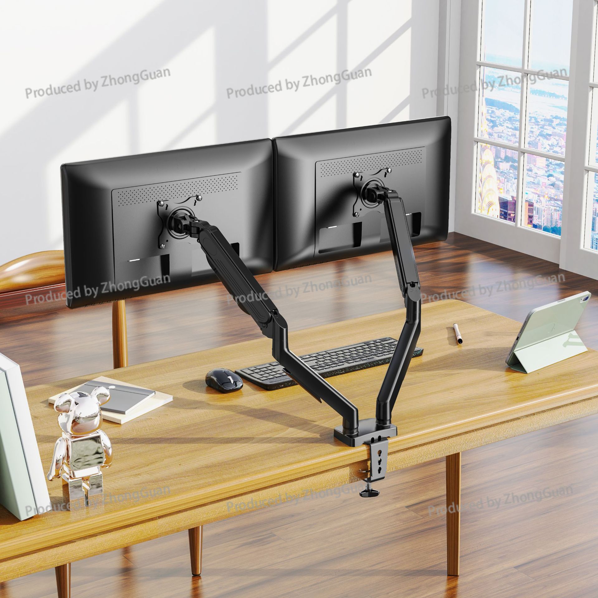 Penyangga Monitor Lengan Ganda - Adjustable Monitor Mount ulasan dan harga