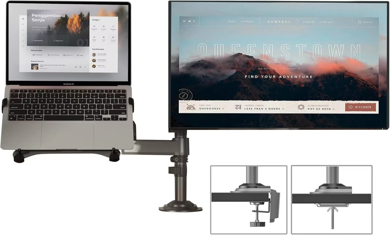 Dual Arm 2 in 1 Combo Laptop M - Adjustable Monitor Mount ulasan dan harga