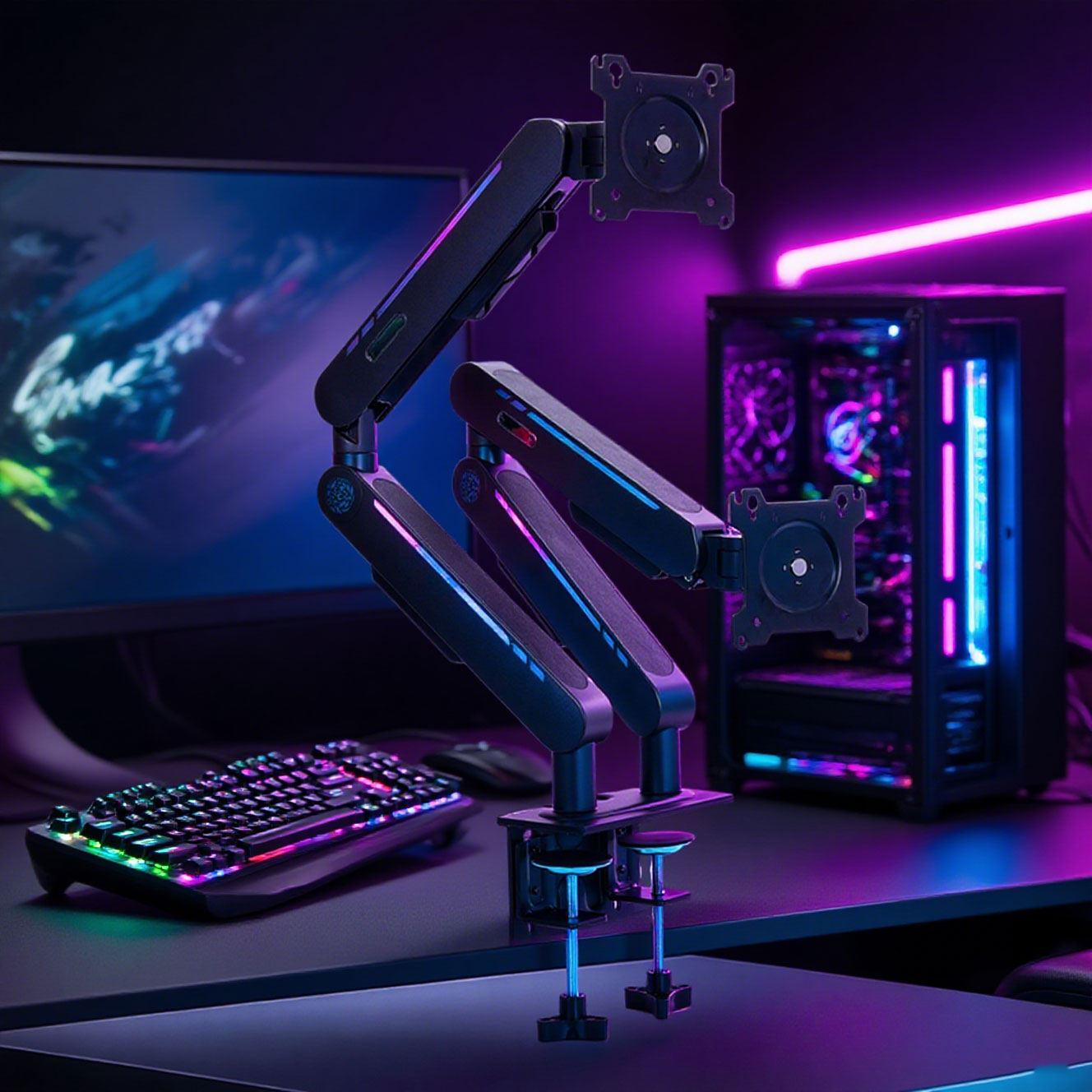 Penyangga Meja dengan Pegas Ga - Adjustable Monitor Mount ulasan dan harga